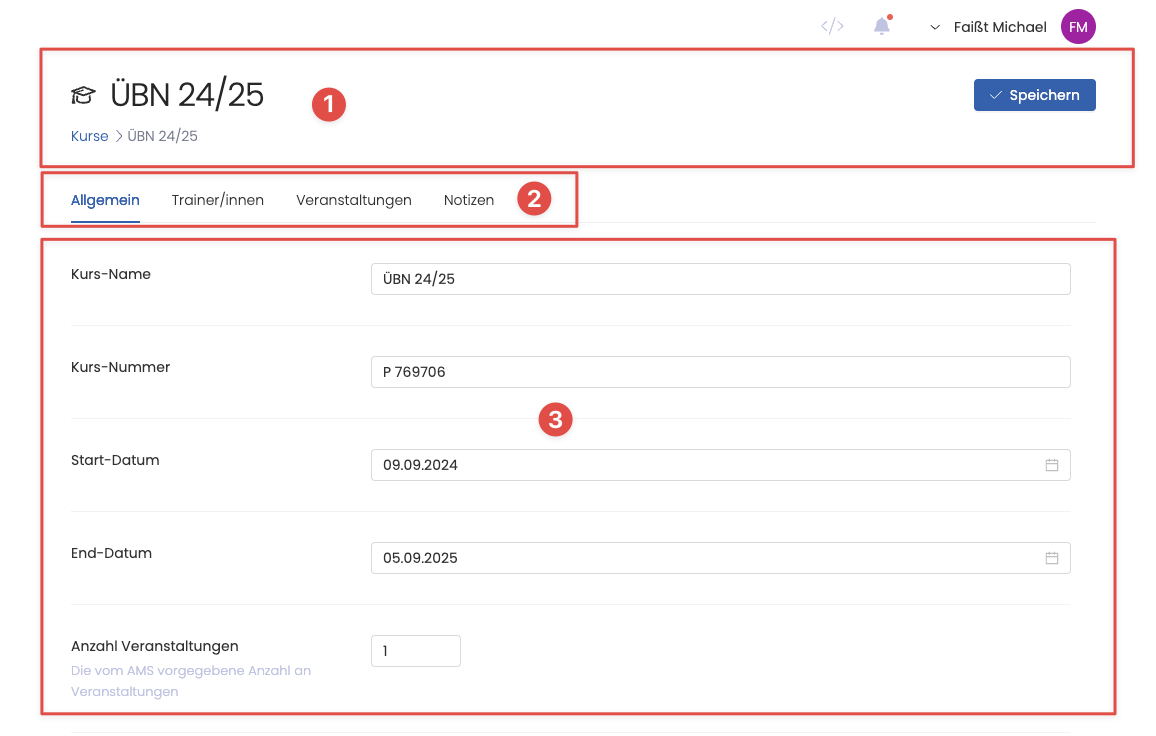 Aufbau der Kursübersicht