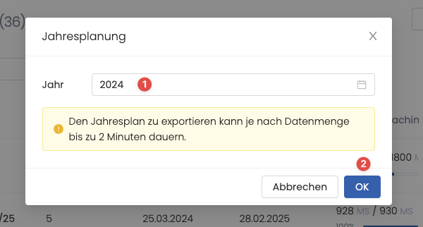 Jahresplan exportieren